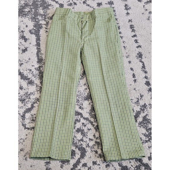 Other - Vintage 1970s MANN Boys Green Plaid Pants Size 7